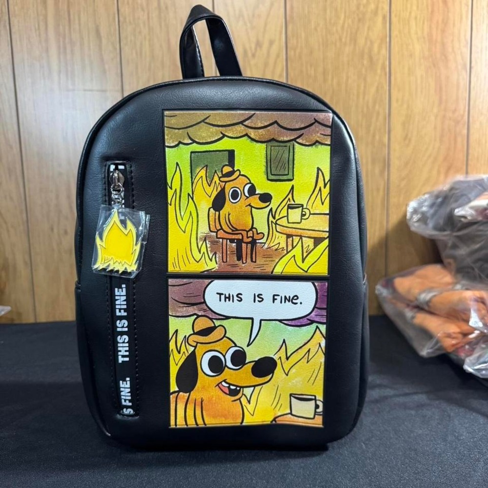 This is Fine‎ Dog (while everything is on fire) backpack NWT